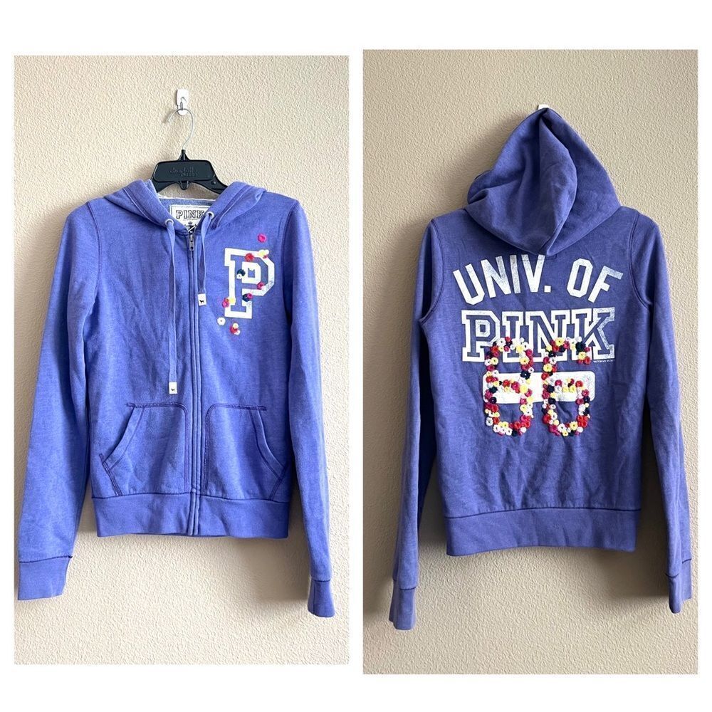 Victoria’s Secret PINK Floral Embroidery Zip Up Hoodie
